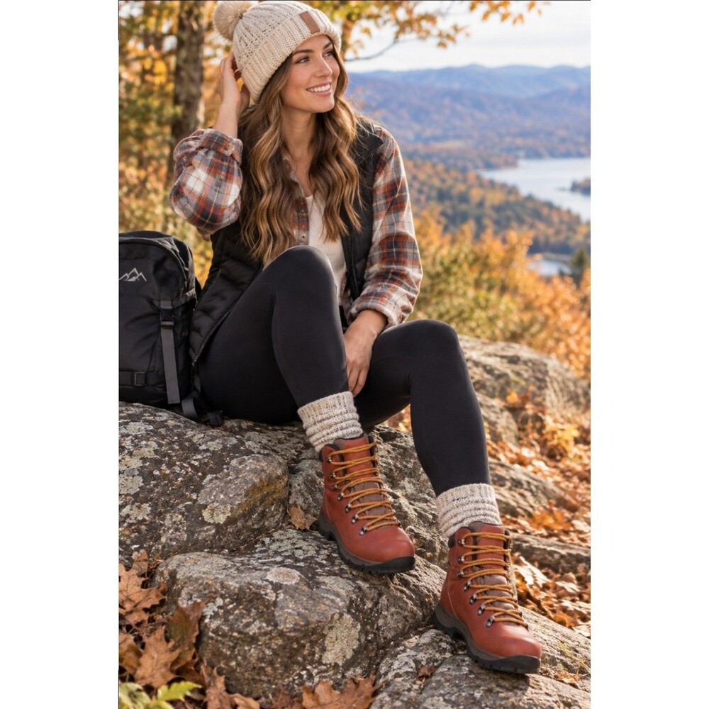 Mountrek Belinda Waterproof Sturdy Insulated Leather Hiking Boots Women Sz 7.5M